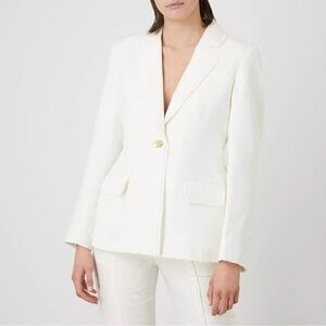 AJE United White Linen Gold Accents Linen Blazer Sz 8